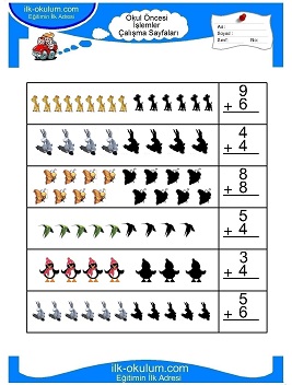 Çocuklar İçin toplam işlemi yaprak testleri 